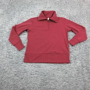 We Wander Quarter Zip Sweatshirt Womens Burgundy Red Pullover Stretch NWT